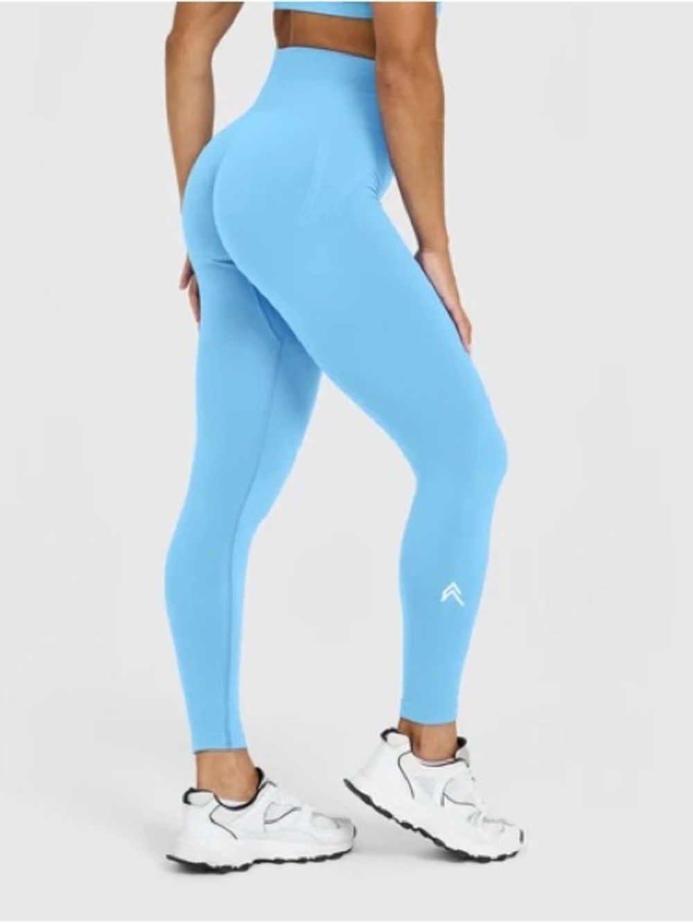 Oner Active Ribbed High-Waist Leggings in Blue with White Logo